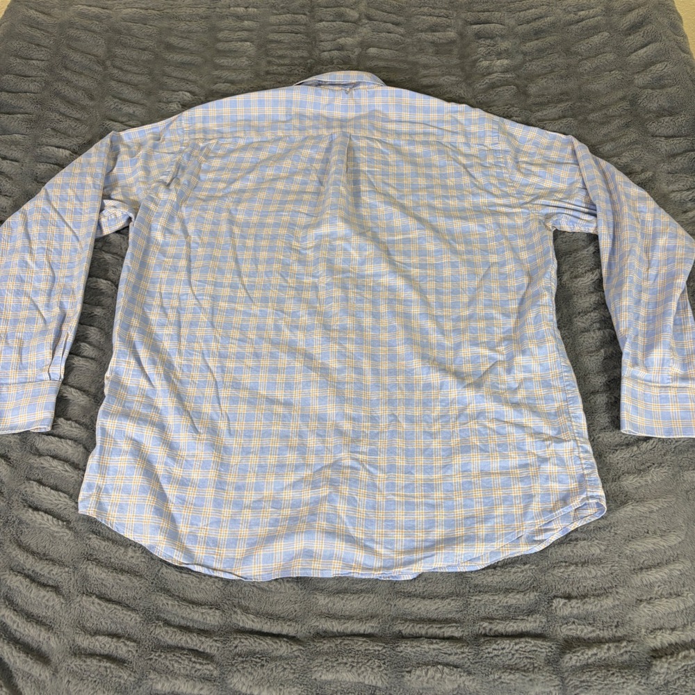 Peter Millar Mens XL Blue Orange Plaid Button Down 100% Cotton Long Sleeve Shirt - Picture 3 of 8